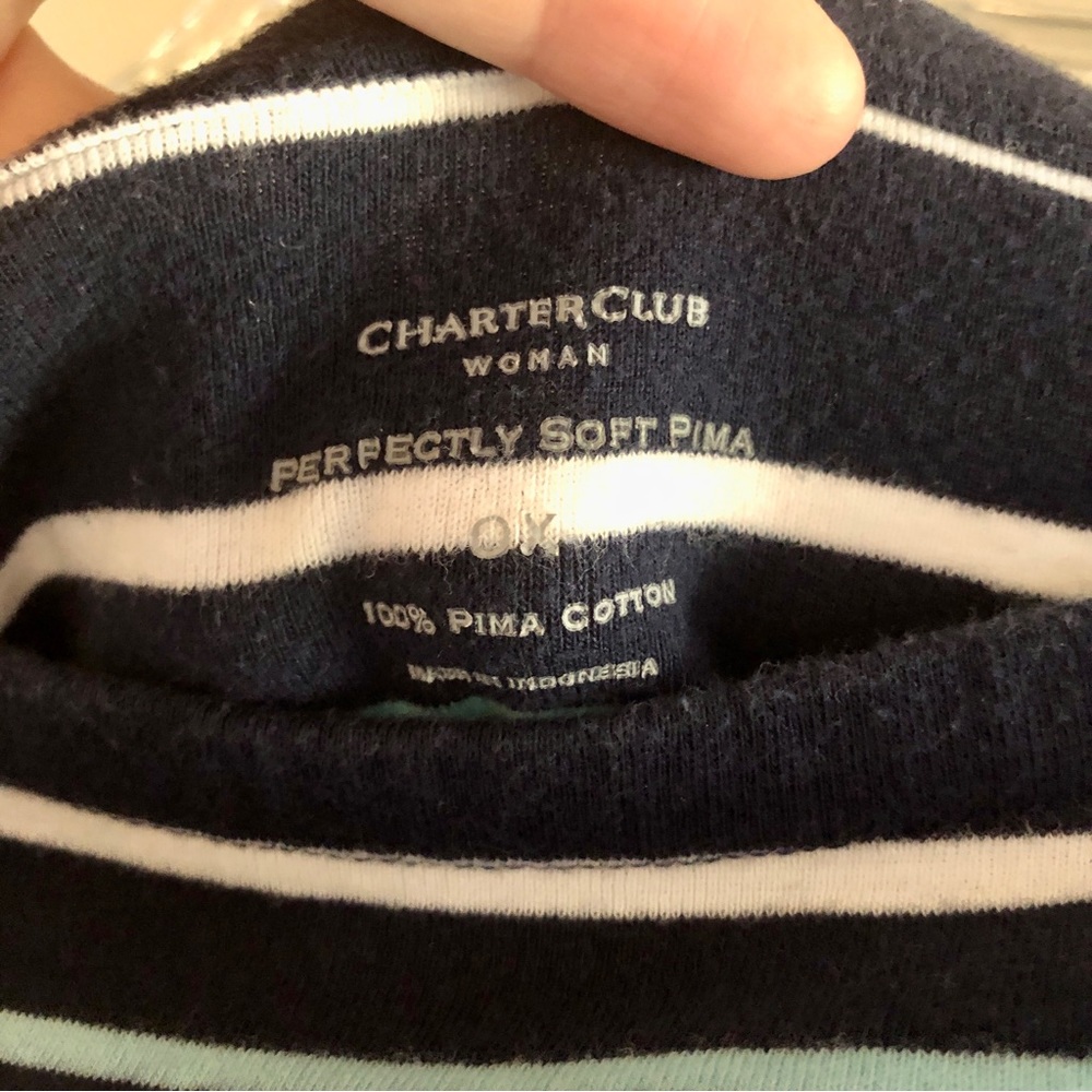 Charter Club Plus Size Perfectly Soft Cotton Striped Boatneck T-Shirt - Picture 5 of 7